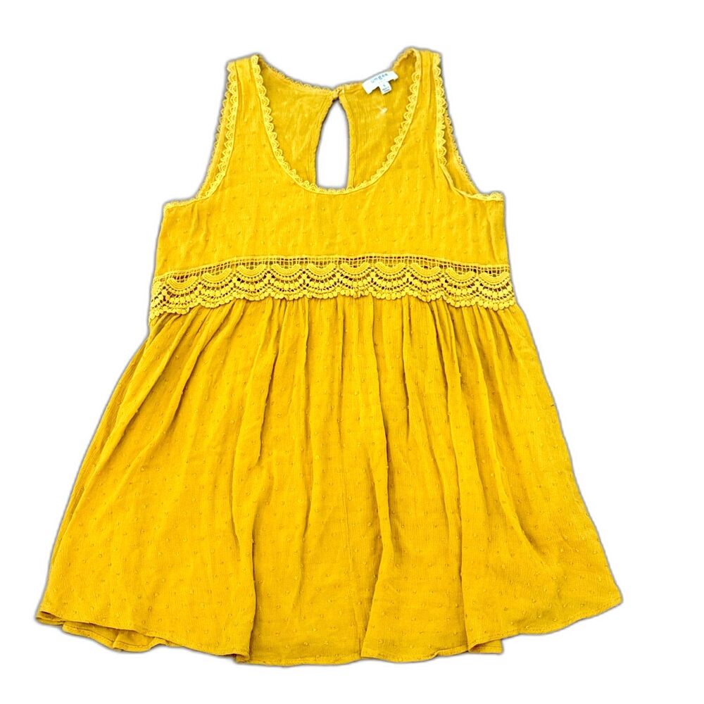 UMGEE Yellow Sleeveless Swiss Dot Crochet Dress - Women's Sm - New w/out tags